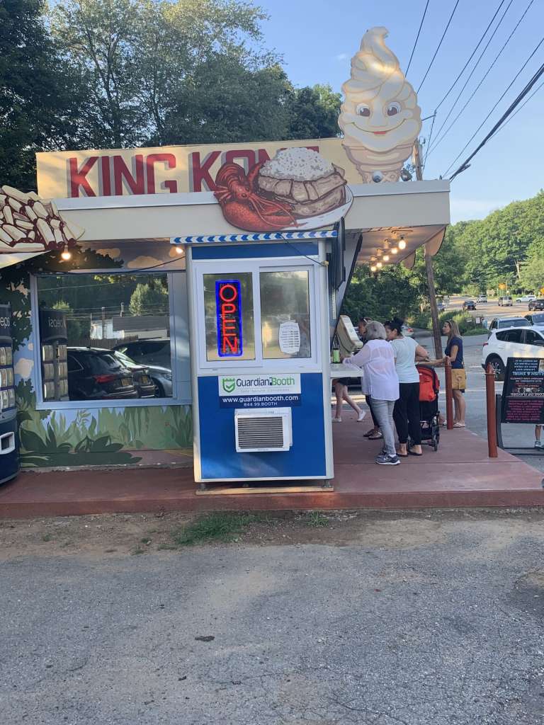 4×4 Cashier Booth in Katonah, NY with Build-in AC, Swing Door,Sliding Window and Front Countertop 2