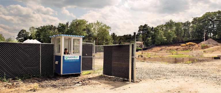 4×4 Construction Site Booth in Spring Valley, NY with Sliding Windows, Swing Door, and Anchoring Brackets