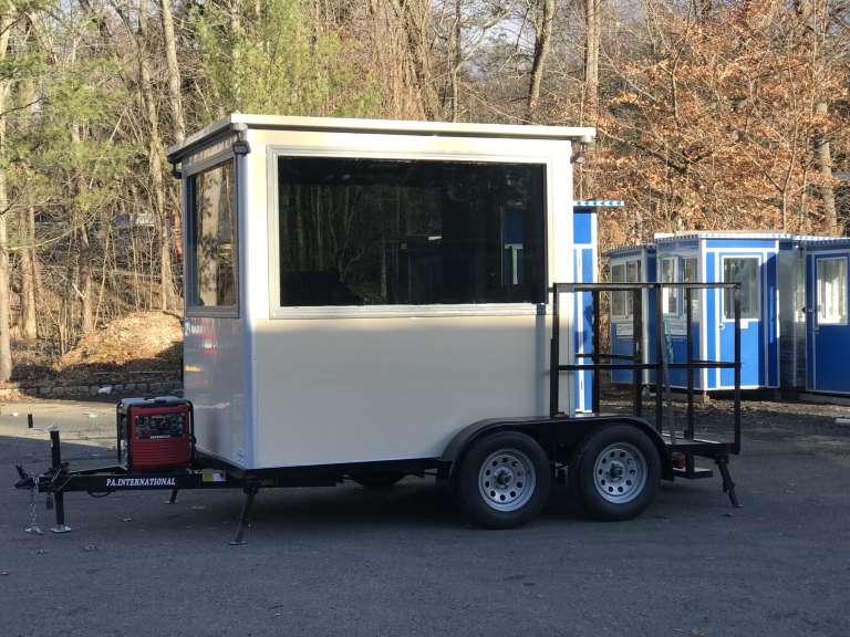 6×8 Portable Trailer Booth in Fort Smith, AR with Generator, Level 3 Bullet Resistant Tinted Glass, Custom Experior Vinyl Wrap