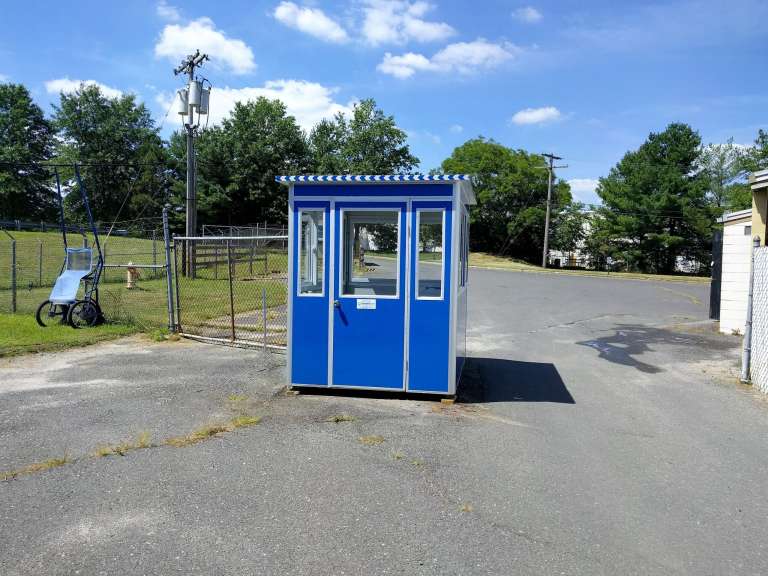 6×8 Security Guard Booth in Freehold, NJ with Extra Desk, Breaker Panel Box, Baseboard Heaters, and Built-in AC