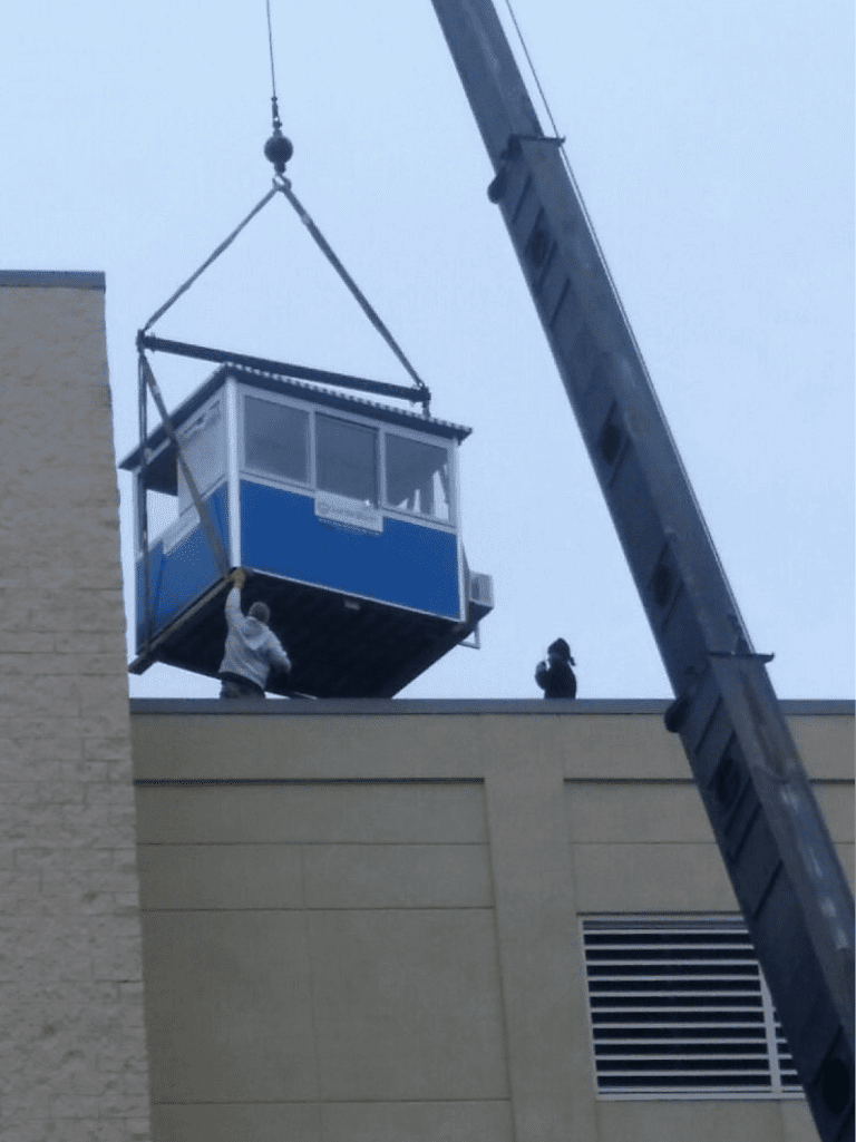 6×8 on crane approaching roof